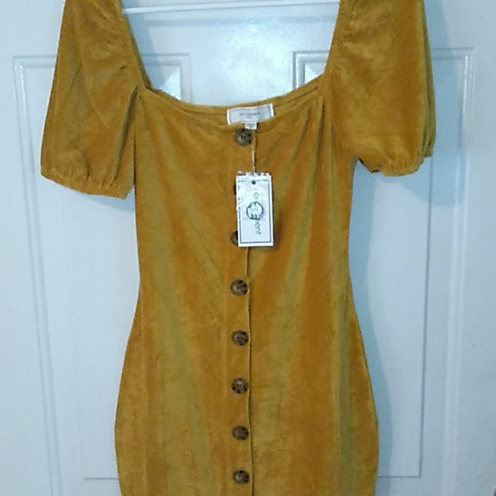 Yellow body con dress , NO COMMENT NY LA